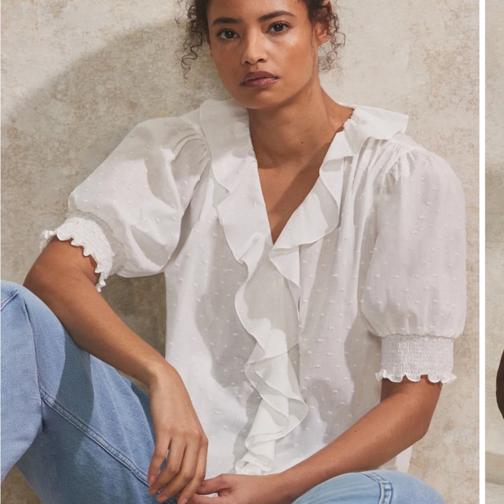 Chic White Ruffle Blouse